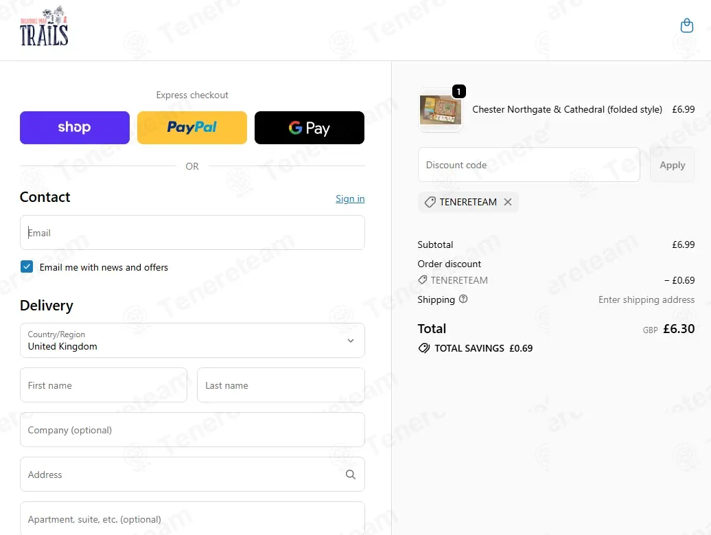Treasure Map Trails coupon code: 10% off with TENERETEAM. Tested and valid as 1 month ago.