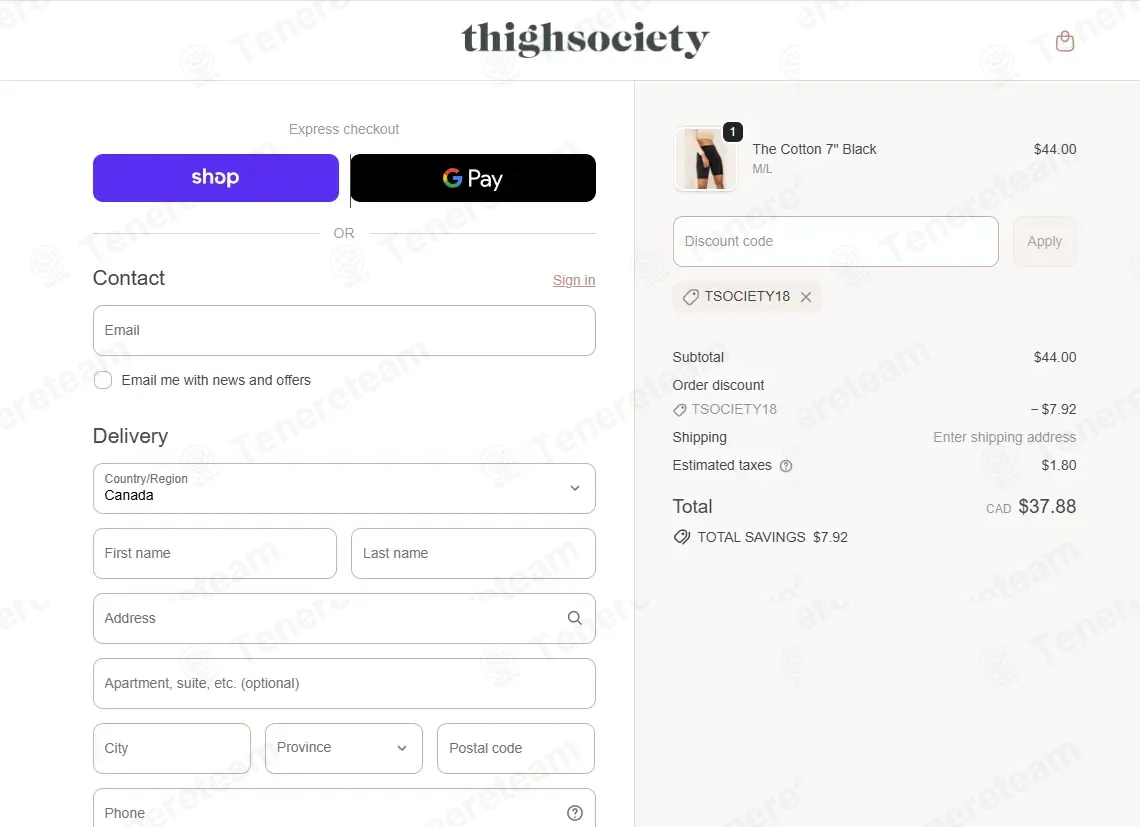 Thigh Society Canada coupon code: 18% off with TSOCIETY18. Tested and valid as 1 month ago.