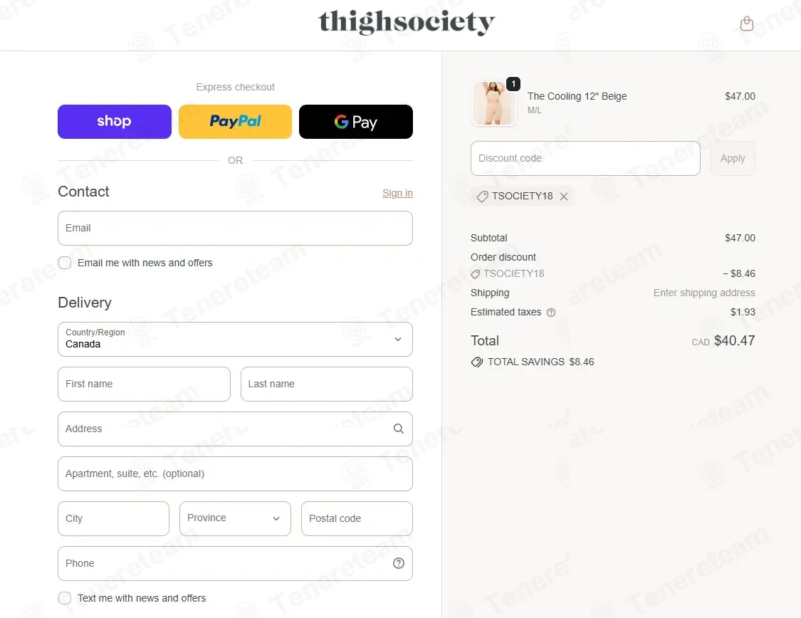 Thigh Society Canada coupon code: 18% off with TSOCIETY18. Tested and valid as 1 week ago.