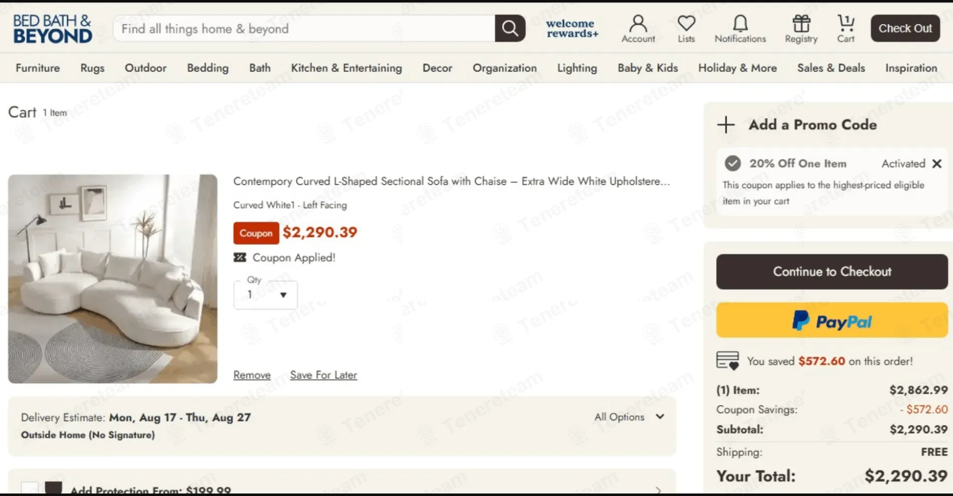 Bed Bath And Beyond coupon code: Sale off with 202608GGLPLA20OFF. Tested and valid as 6 days ago.
