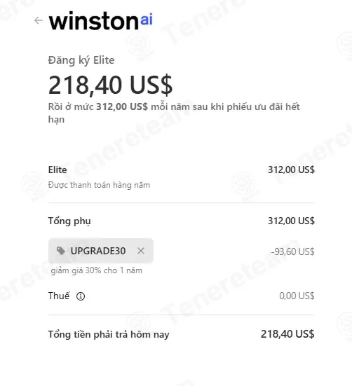 Winston AI coupon code: 30% off with UPGRADE30. Tested and valid as 1 month ago.