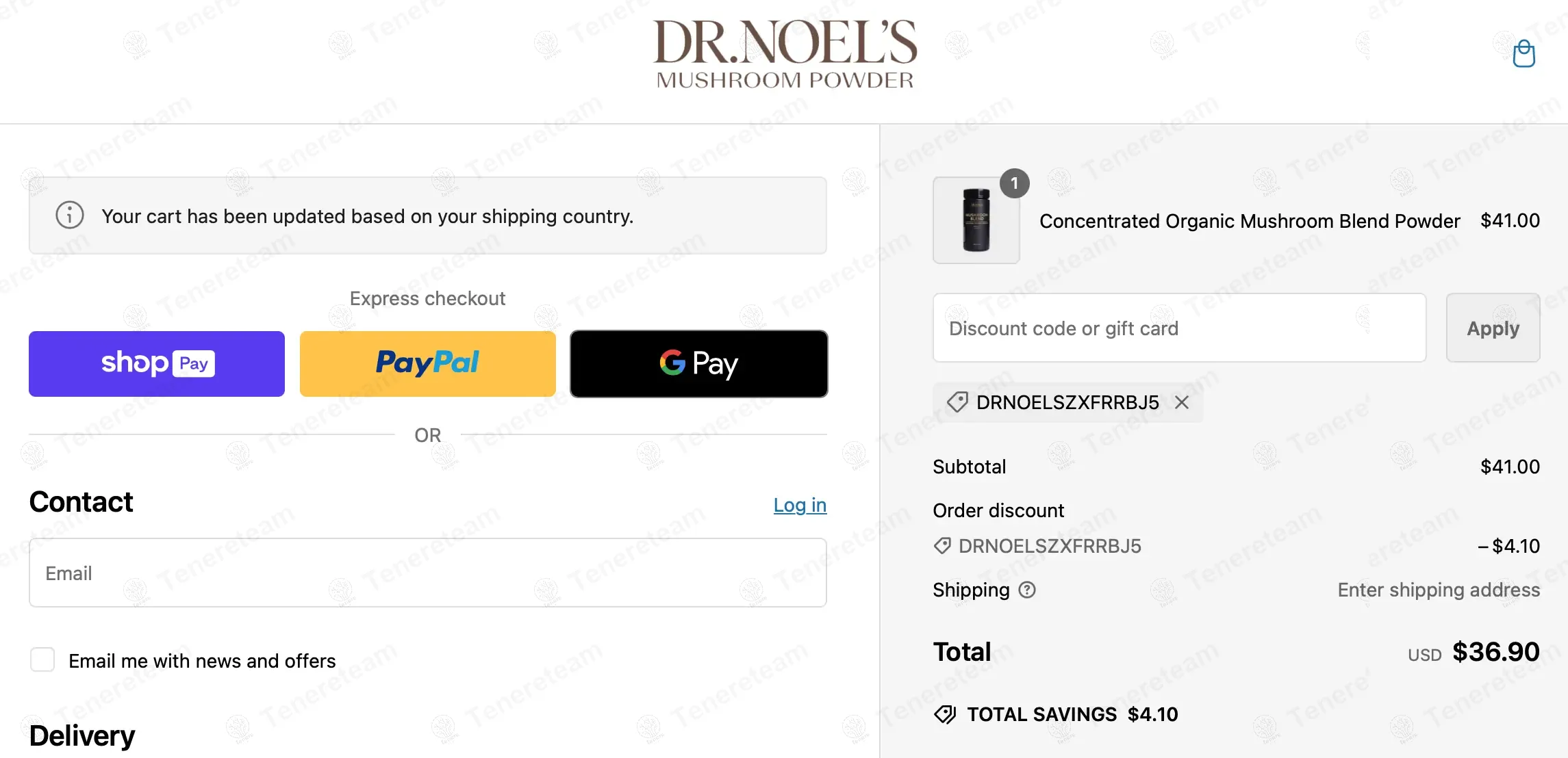 Dr. Noel's Mushroom Powder apply coupon code