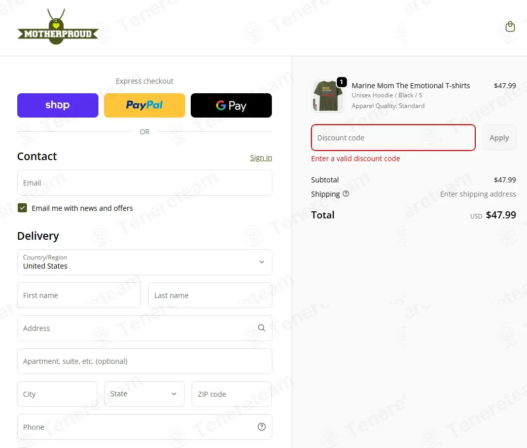 Mother Proud coupon code: 10% off with SAVING1. Tested and valid as 4 months ago.