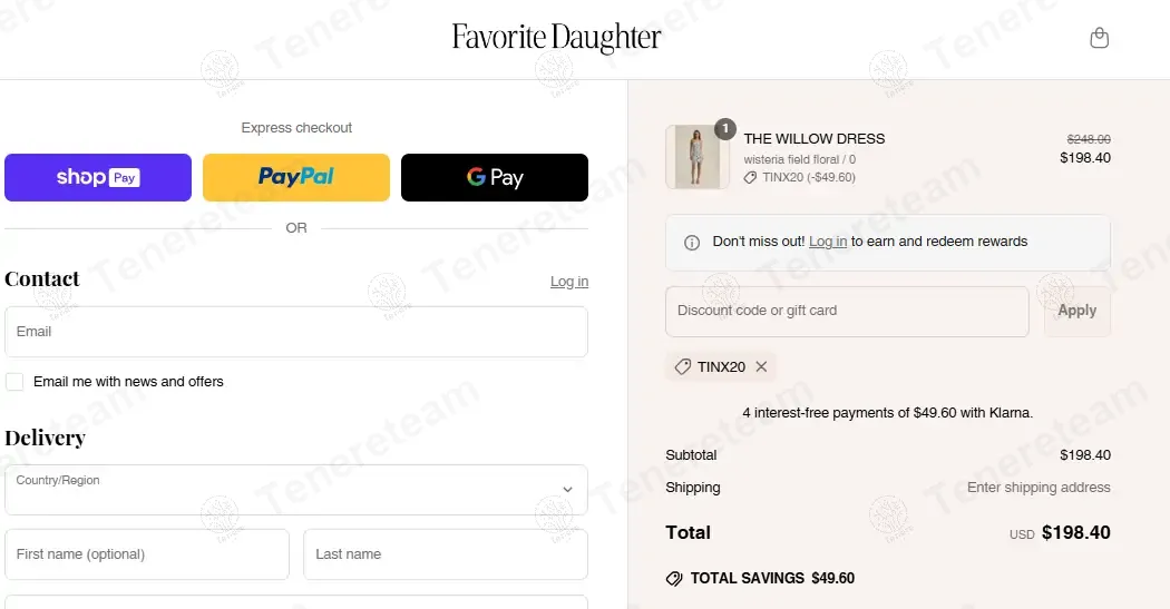 Favorite Daughter coupon code: 20% off with TINX20. Tested and valid as 1 year ago.