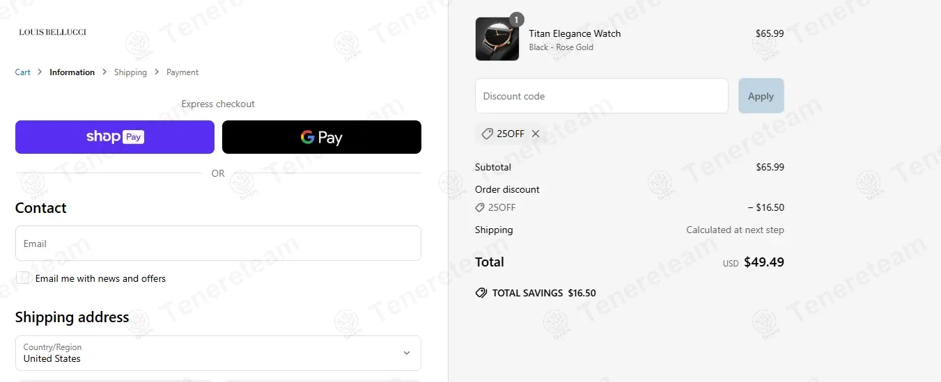 Louis Bellucci coupon code: 25% off with 25OFF. Tested and valid as 4 months ago.