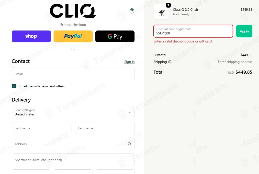 Cliq coupon code: $80 off with SSEPQ80. Tested and valid as 3 months ago.