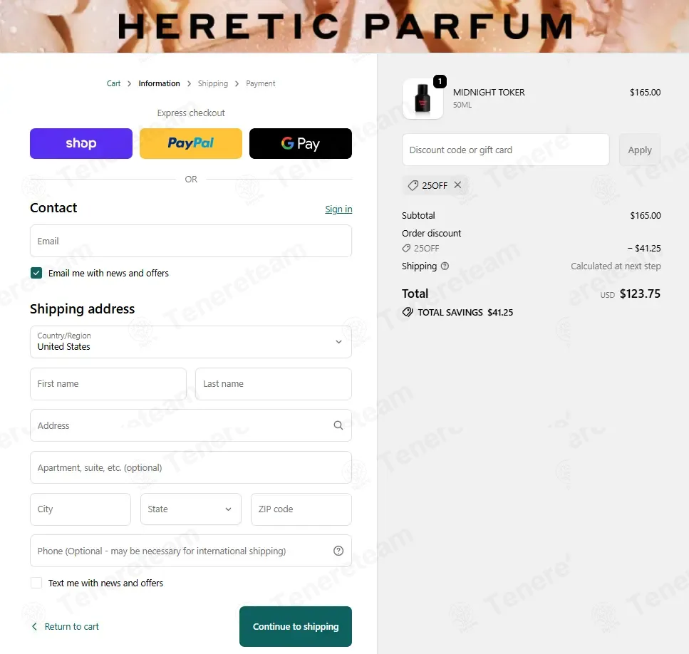 Heretic Parfum coupon code: 25% off with 25OFF. Tested and valid as 1 month ago.