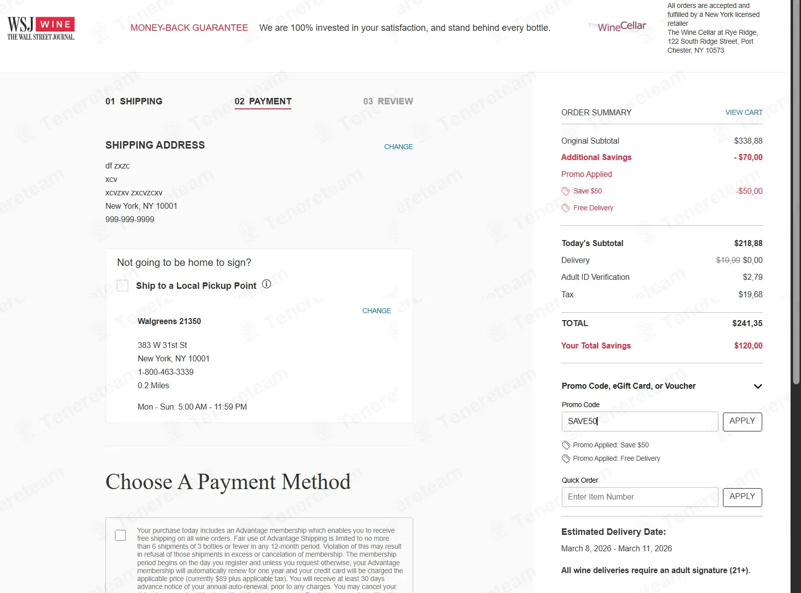 WSJwine coupon code: $50 off with SAVE50. Tested and valid as 4 weeks ago.
