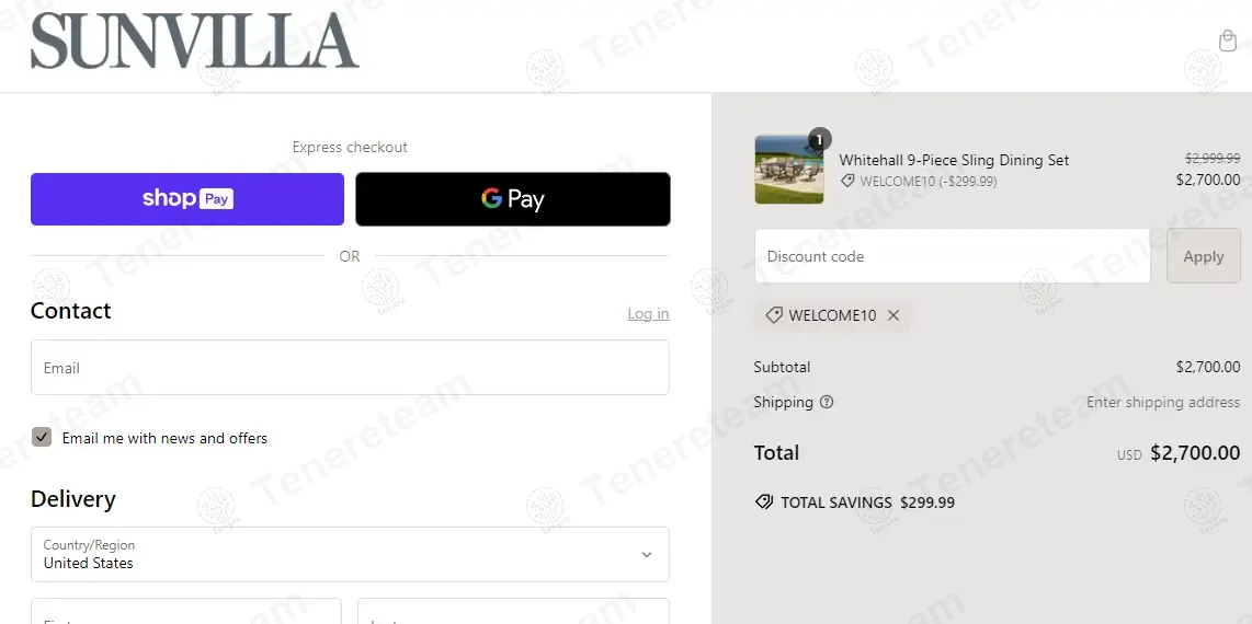 Villa Outdoors coupon code: 10% off with WELCOME10. Tested and valid as 1 year ago.