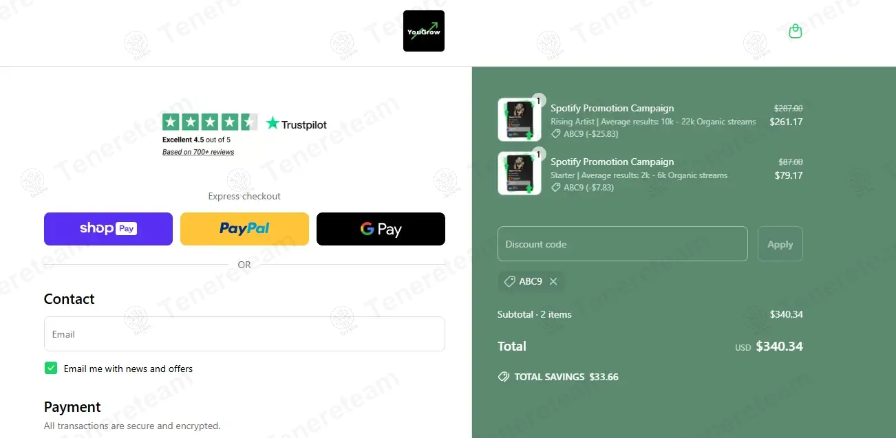 You Grow Promo coupon code: 9% off with ABC9. Tested and valid as 1 year ago.