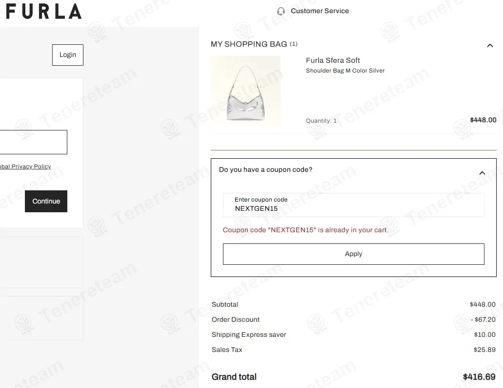 Furla US coupon code: 15% off with NEXTGEN15. Tested and valid as 1 year ago.