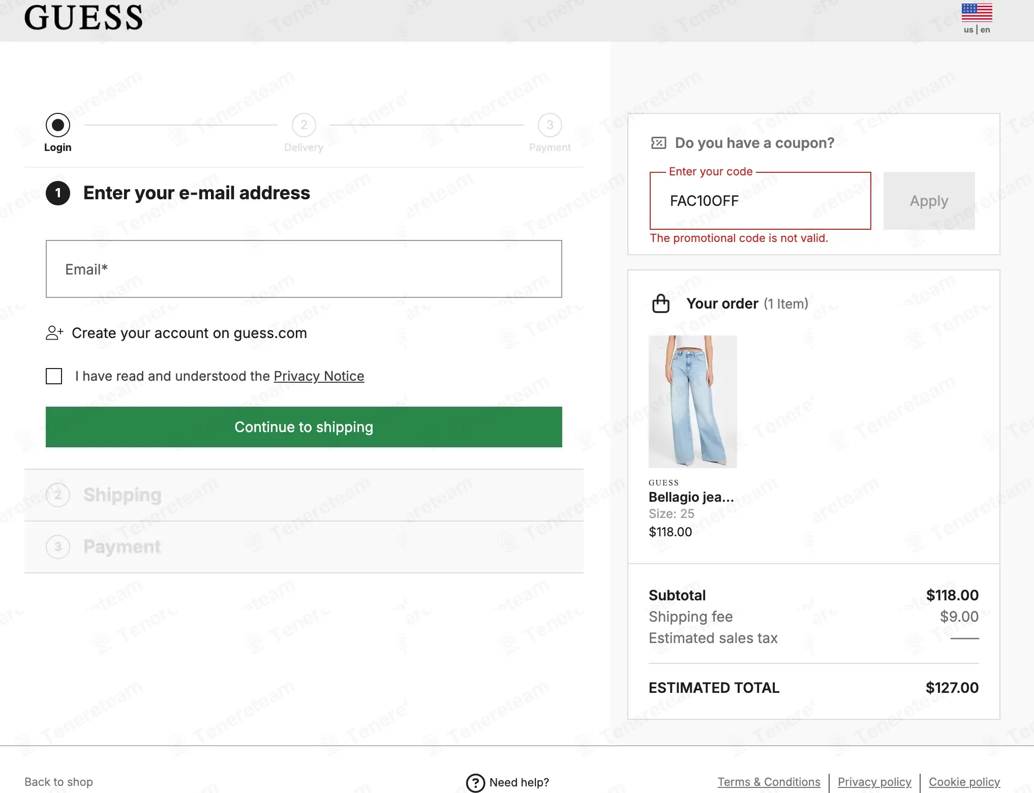 Guess Factory Canada coupon code: 10% off with FAC10OFF. Tested and valid as 1 month ago.