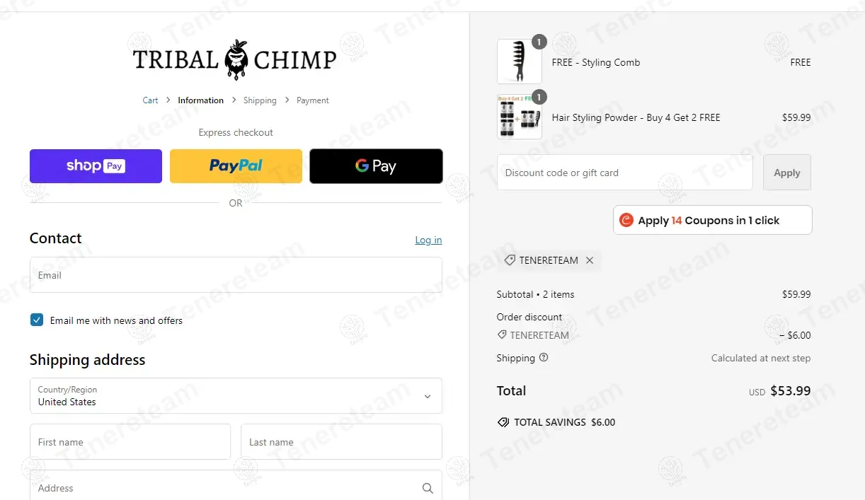 Tribal Chimp apply coupon code