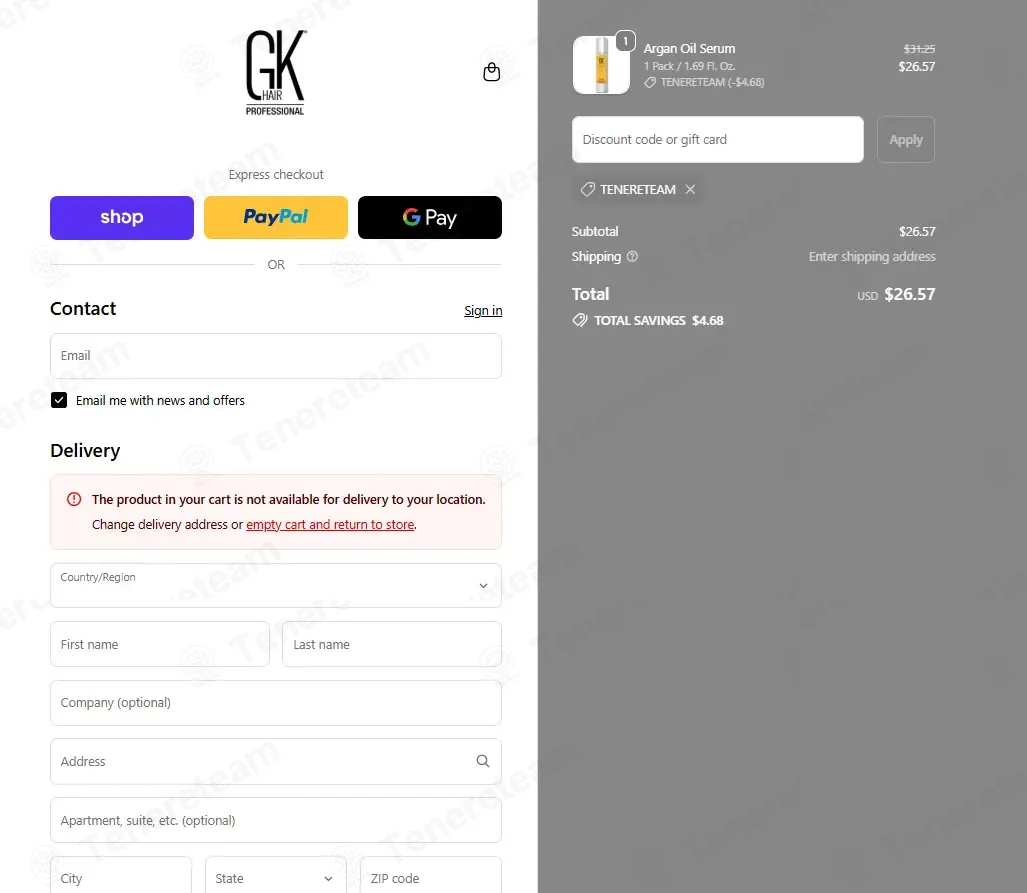 GKhair coupon code: 15% off with TENERETEAM. Tested and valid as 1 month ago.