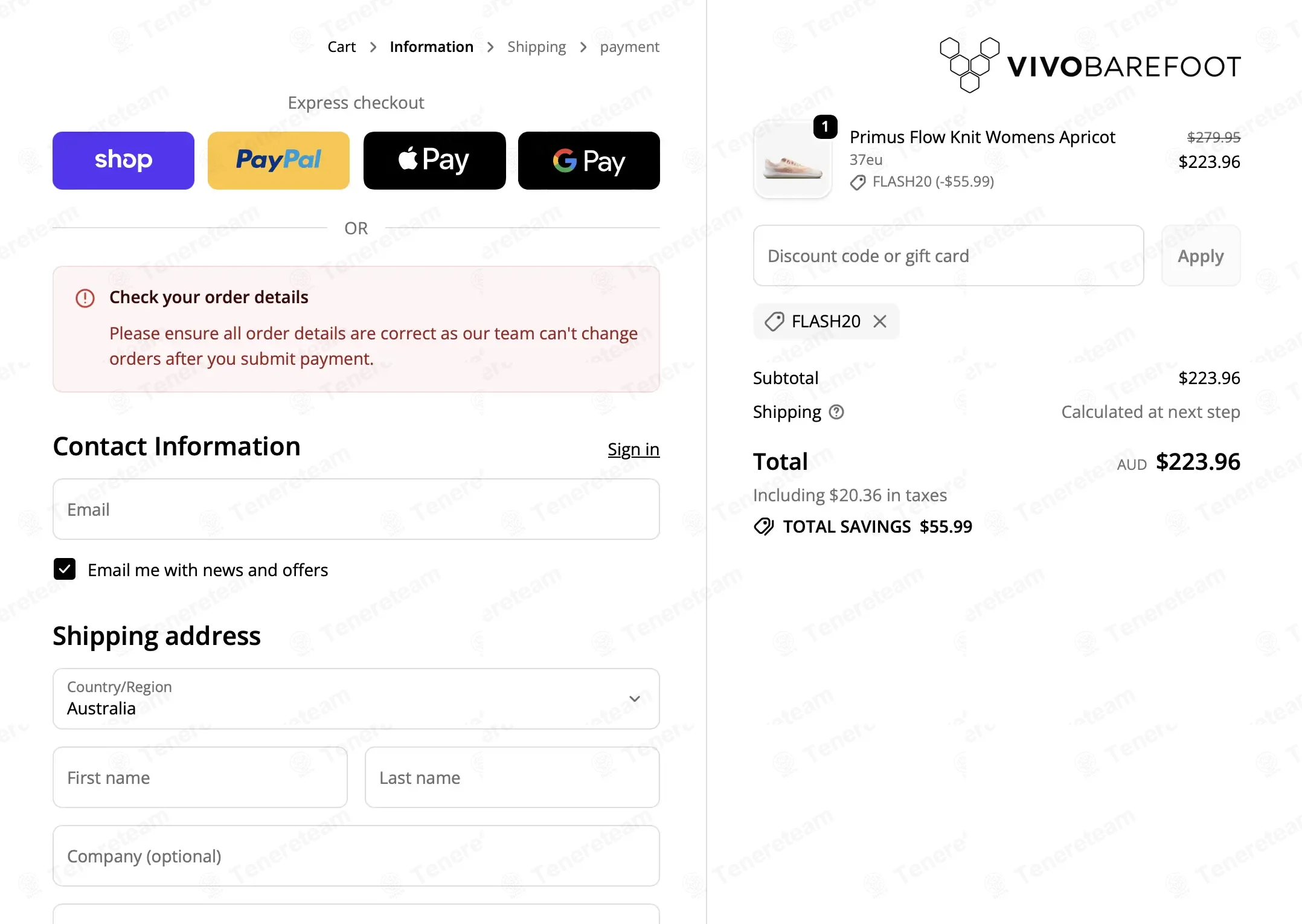 Vivobarefoot AU coupon code: 20% off with FLASH20. Tested and valid as 2 weeks ago.