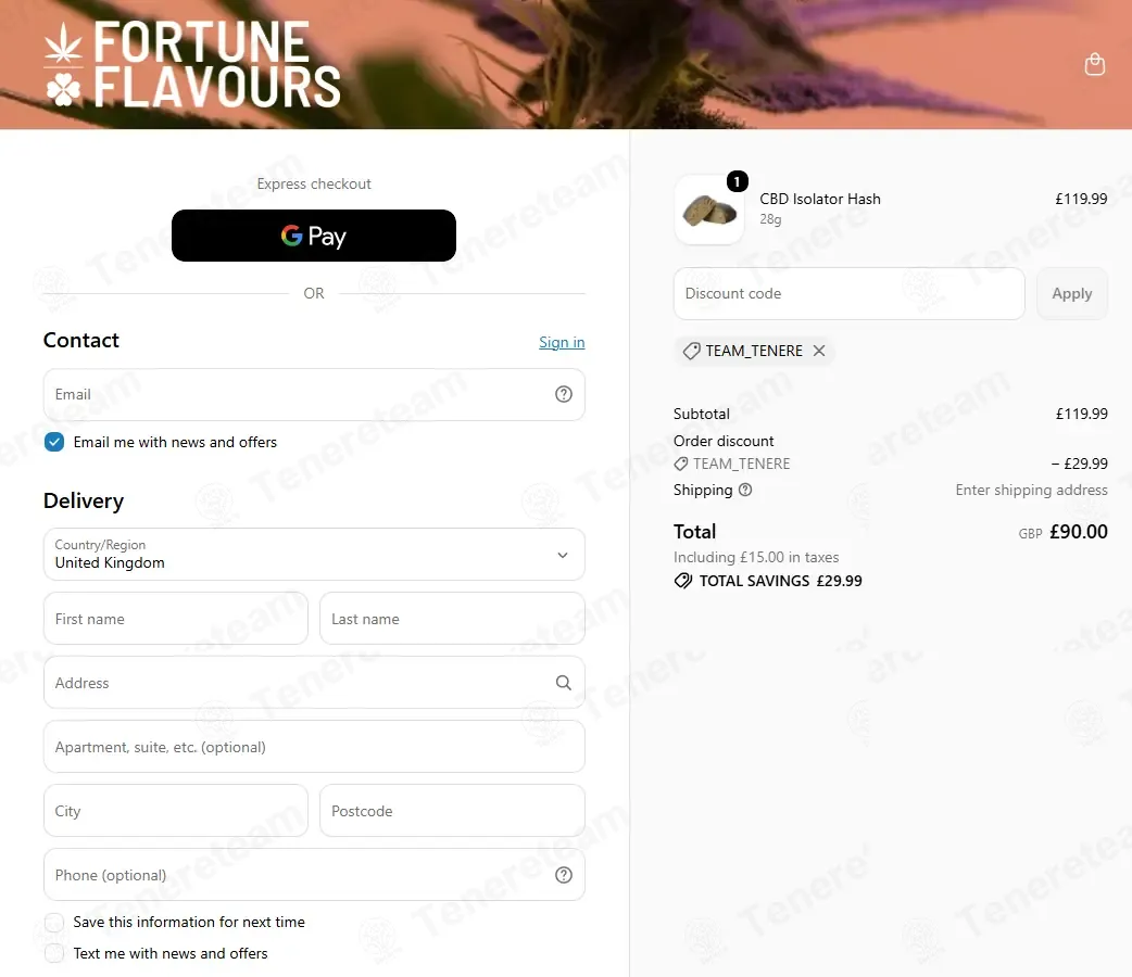 Fortune Flavours Shop coupon code: 25% off with team_tenere. Tested and valid as 1 week ago.