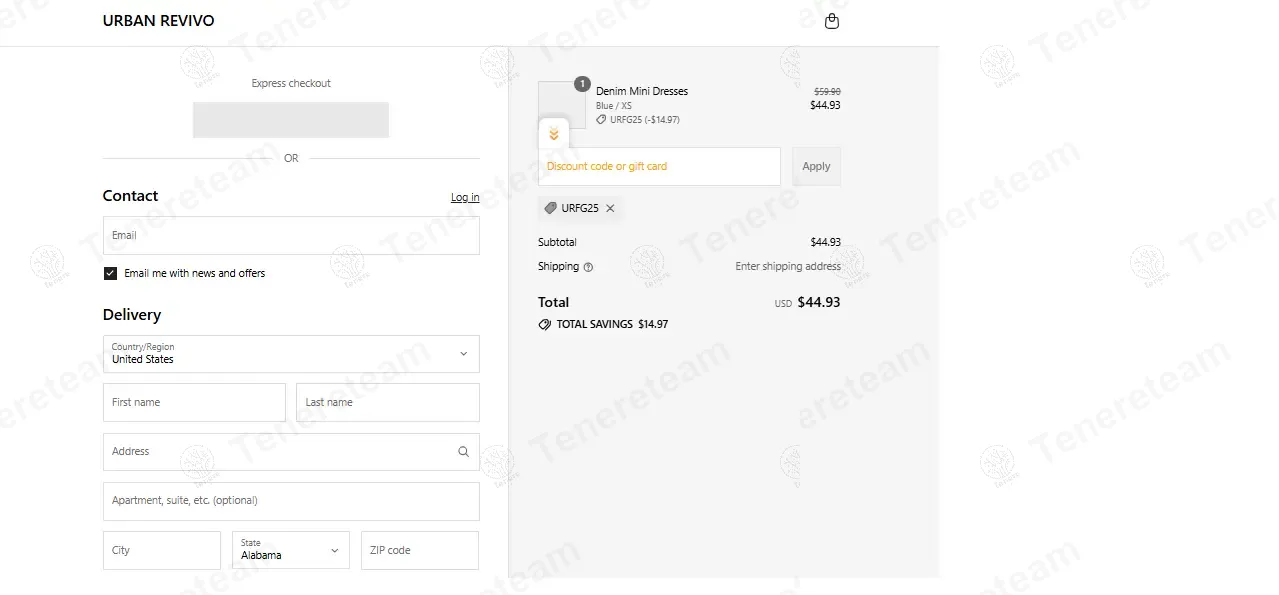 Urban Revivo coupon code: 25% off with URFG25. Tested and valid as 9 months ago.