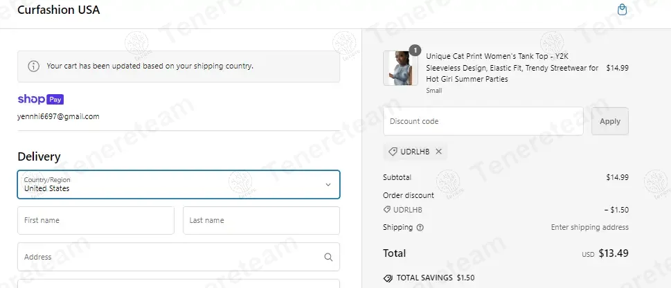 Curfashion USA coupon code: 10% off with UDRLHB. Tested and valid as 1 year ago.