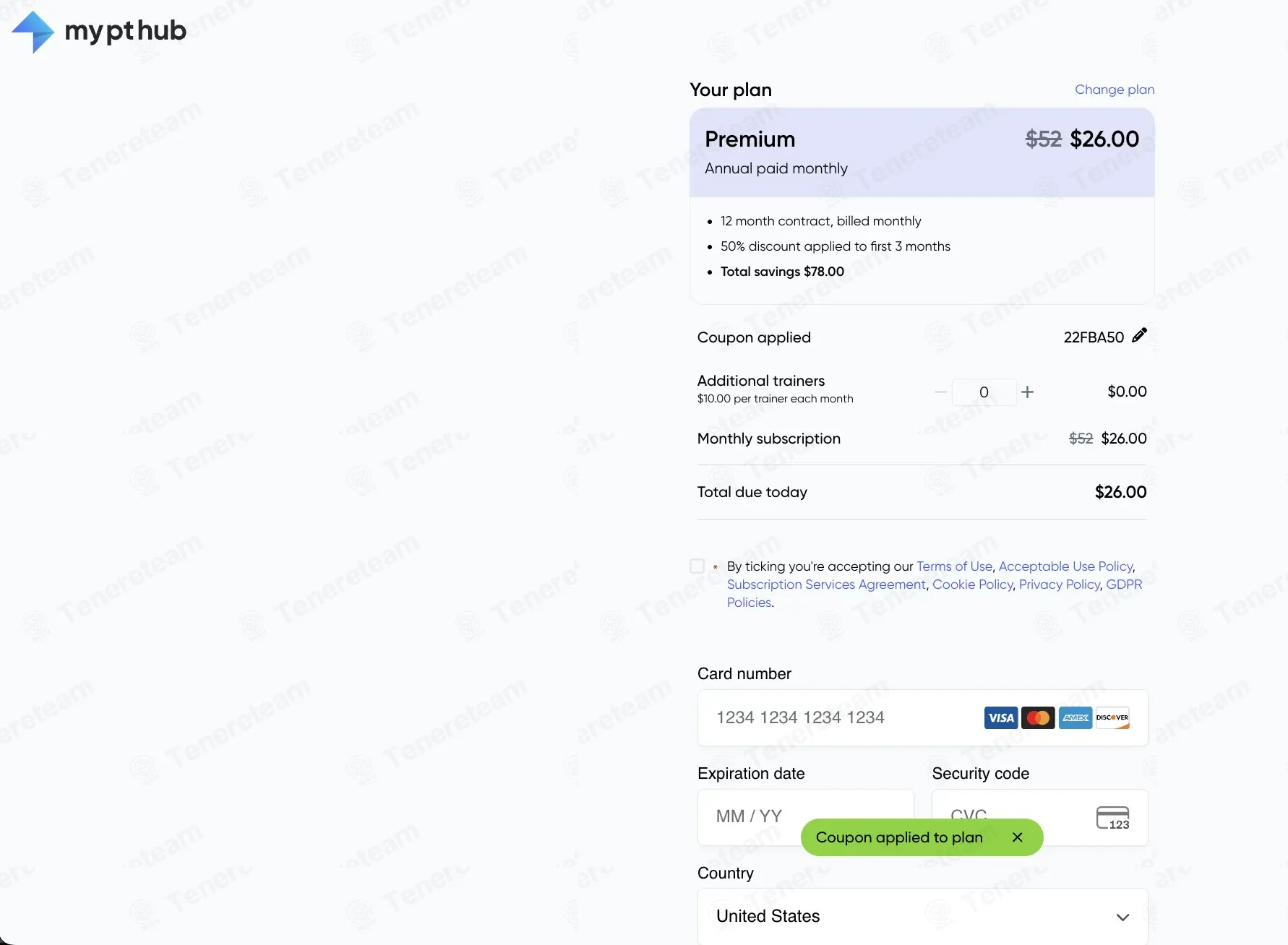 My PT Hub coupon code: 50% off with 22FBA50. Tested and valid as 1 month ago.