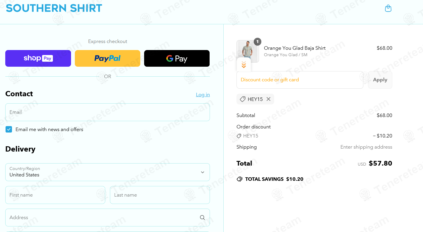 Southern Shirt coupon code: 15% off with HEY15. Tested and valid as 1 year ago.