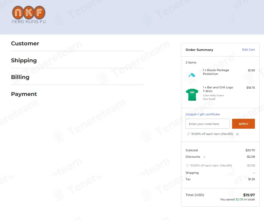 Nerdkungfu coupon code: 10% off with NERD10. Tested and valid as 3 days ago.