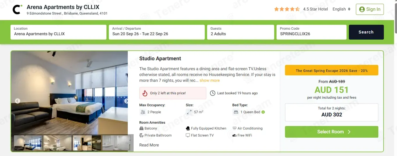 Cllix Apartments And Hotels coupon code verified as working at checkout