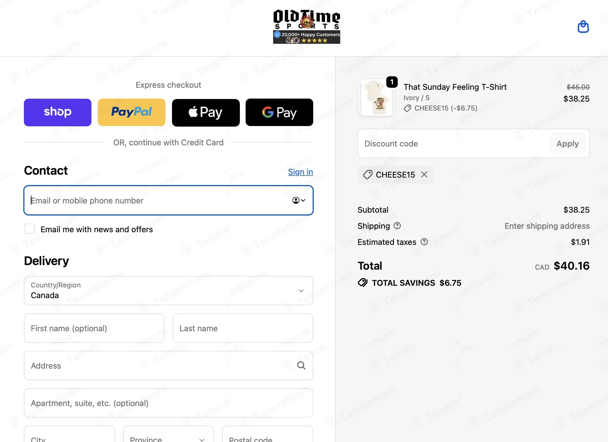 Old Time Sports apply coupon code