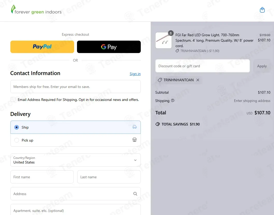 Forever Green Indoors coupon code: 10% off with TRINHNHANTOAN. Tested and valid as 2 months ago.
