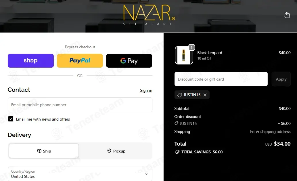 Nazar Fragrances coupon code: 15% off with JUSTIN15. Tested and valid as 1 month ago.