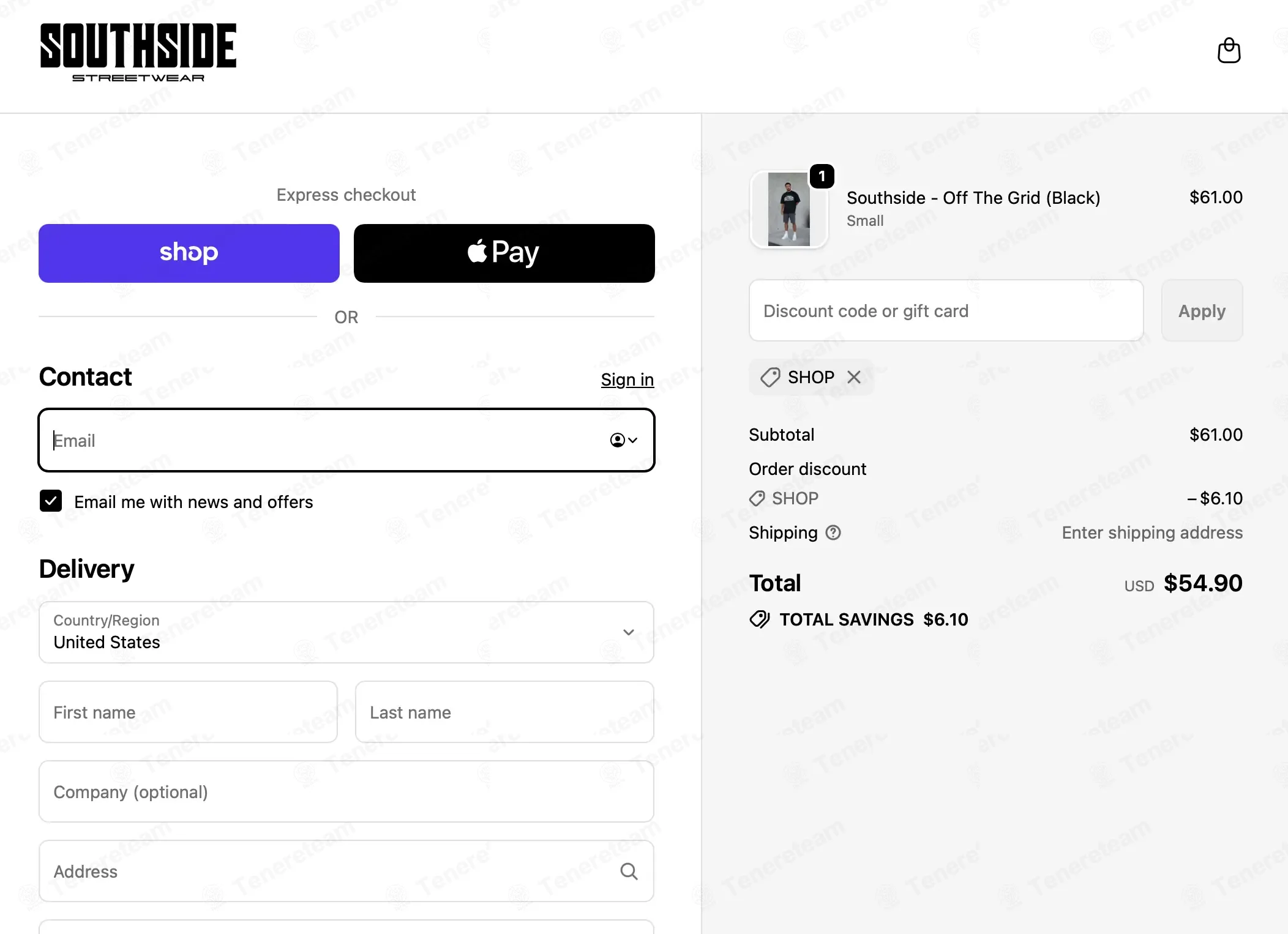Southside Streetwear coupon code: 10% off with SHOP. Tested and valid as 1 month ago.