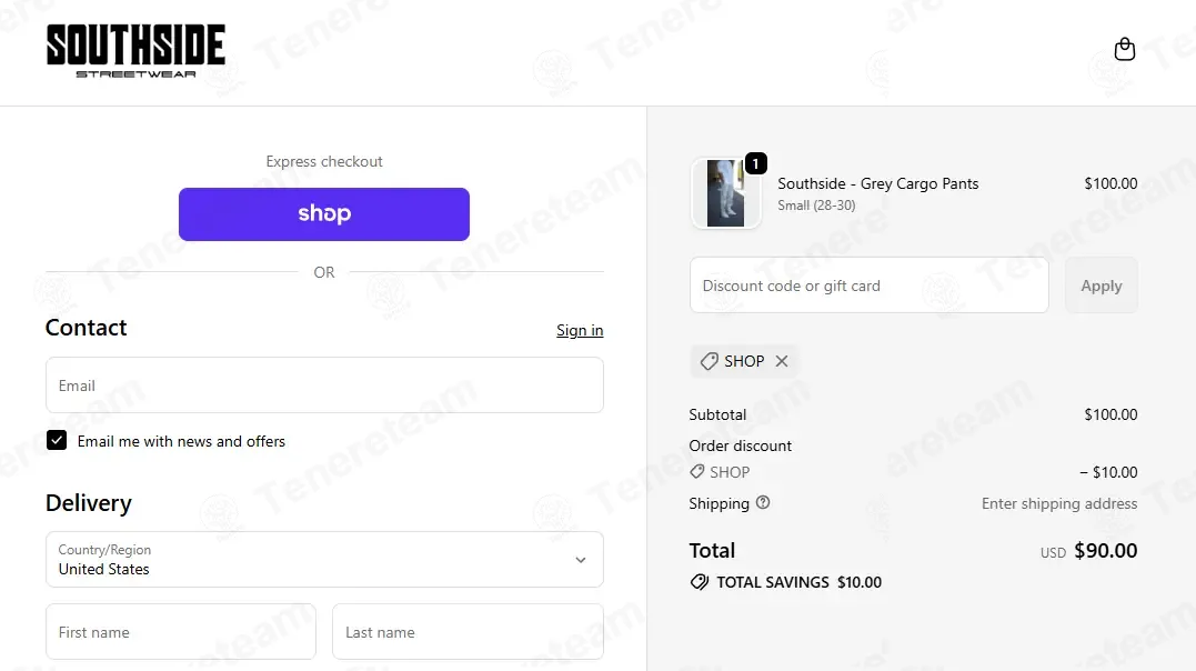 Southside Streetwear coupon code: 10% off with SHOP. Tested and valid as 1 month ago.