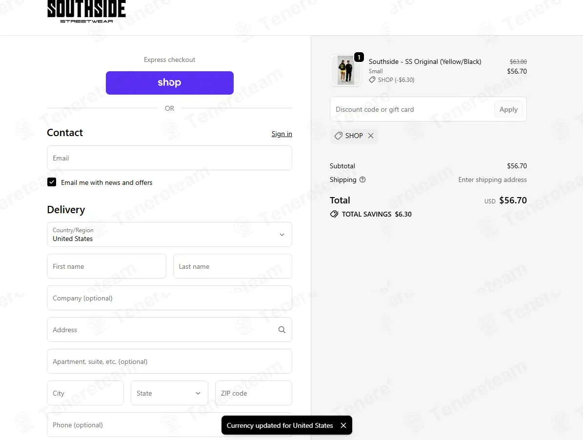 Southside Streetwear coupon code: 10% off with SHOP. Tested and valid as 1 month ago.