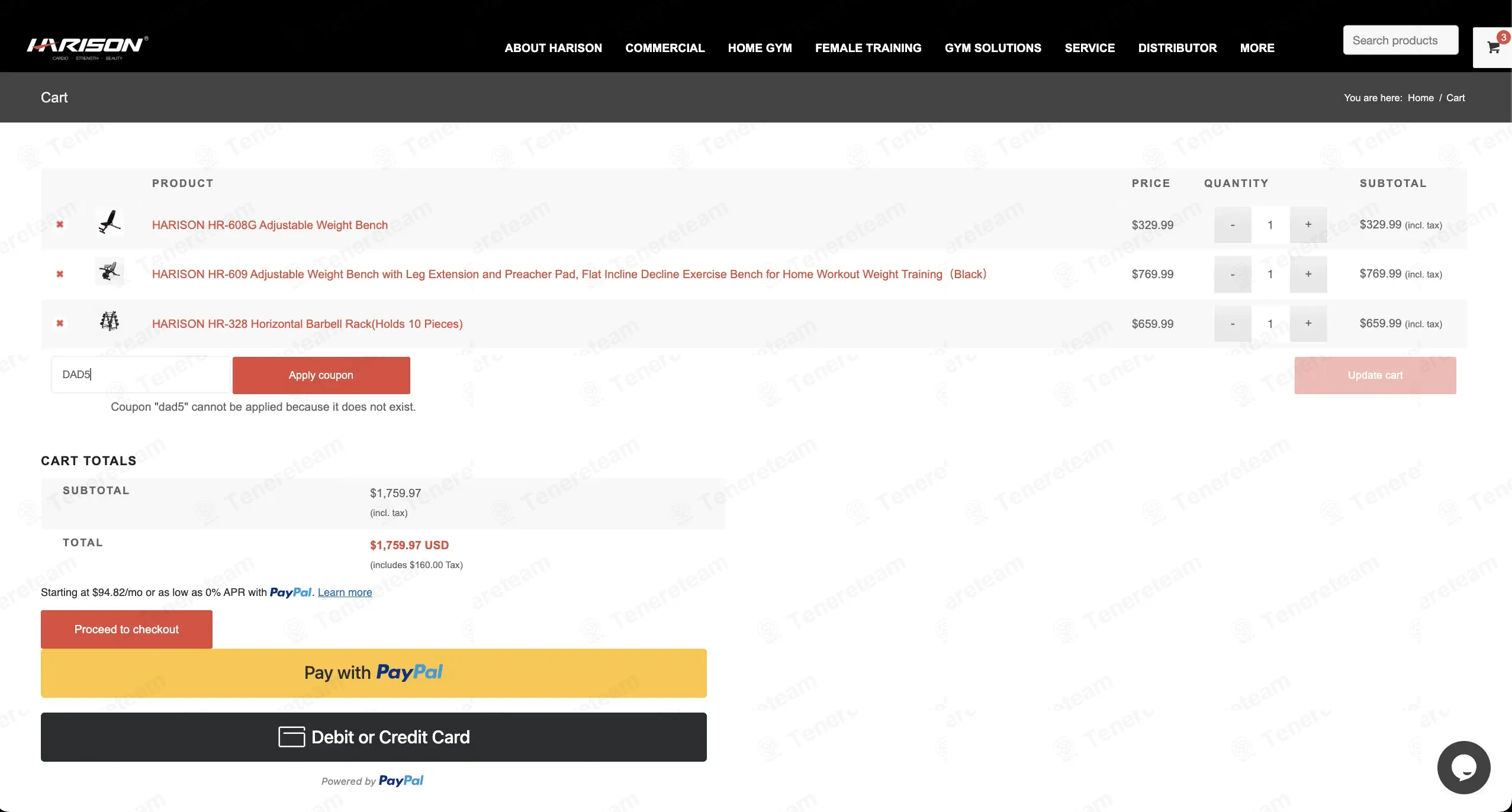 Harison Fitness coupon code: 5% off with DAD5. Tested and valid as 6 days ago.