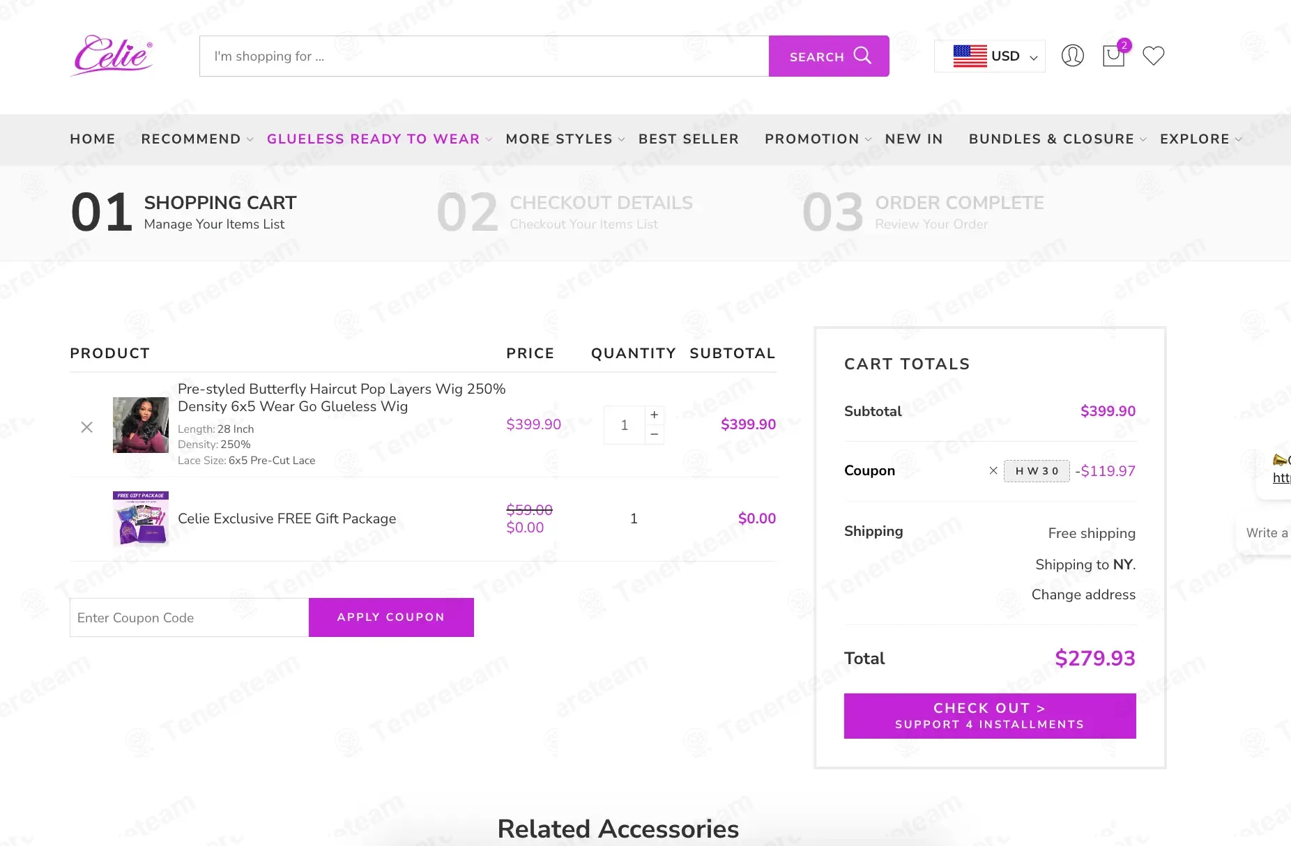 Celie Hair coupon code: 30% off with HW30. Tested and valid as 9 months ago.