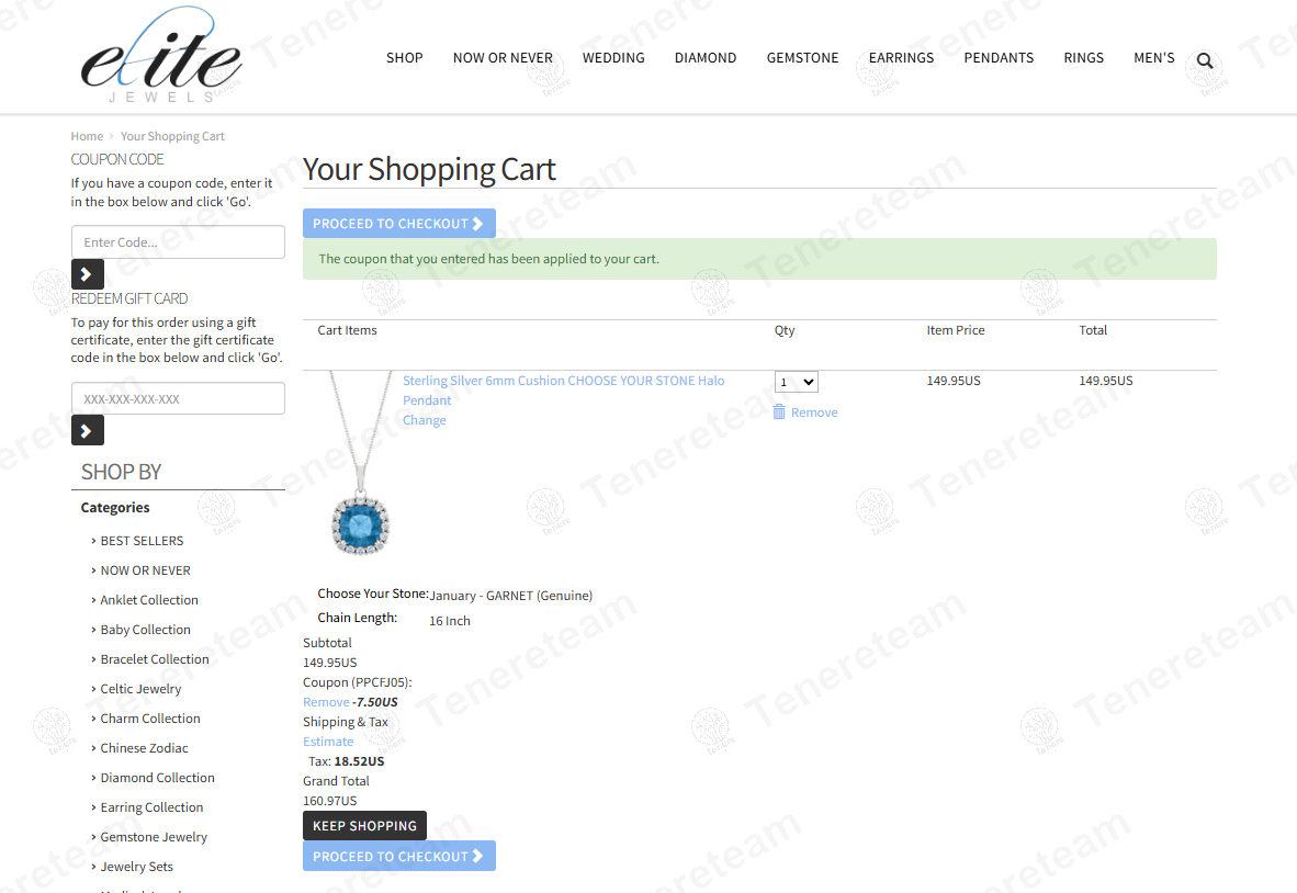 Elite Jewels coupon code: 5% off with PPCFJ05. Tested and valid as 1 year ago.