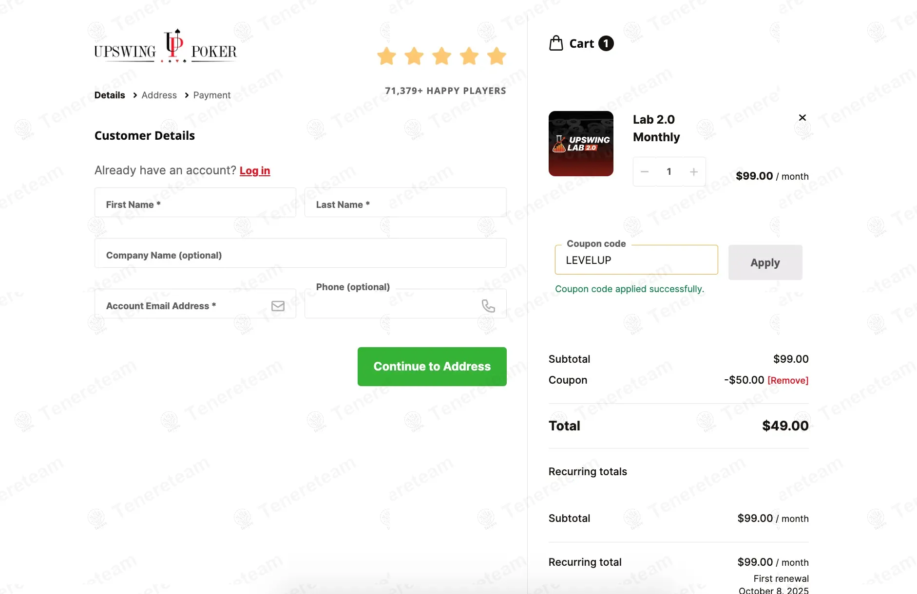 Upswing Poker coupon code: $50 off with LEVELUP. Tested and valid as 9 months ago.