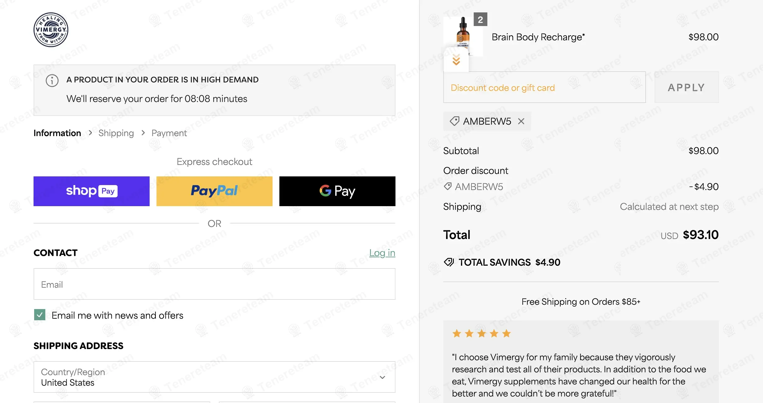 Vimergy coupon code: 5% off with AMBERW5. Tested and valid as 1 year ago.