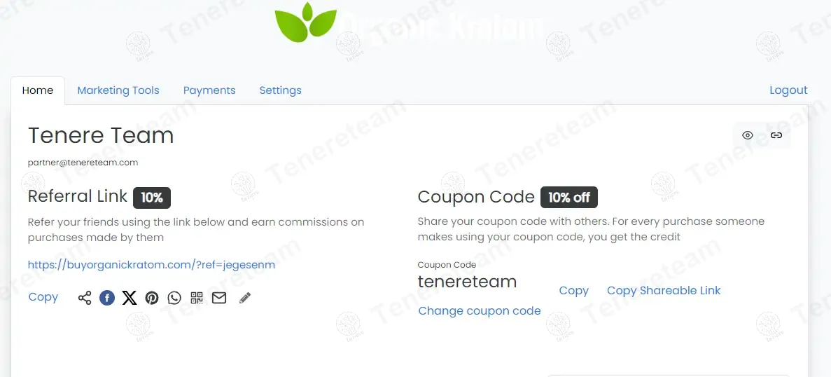 Buy Organic Kratom coupon code: 10% off with tenereteam. Tested and valid as 1 year ago.