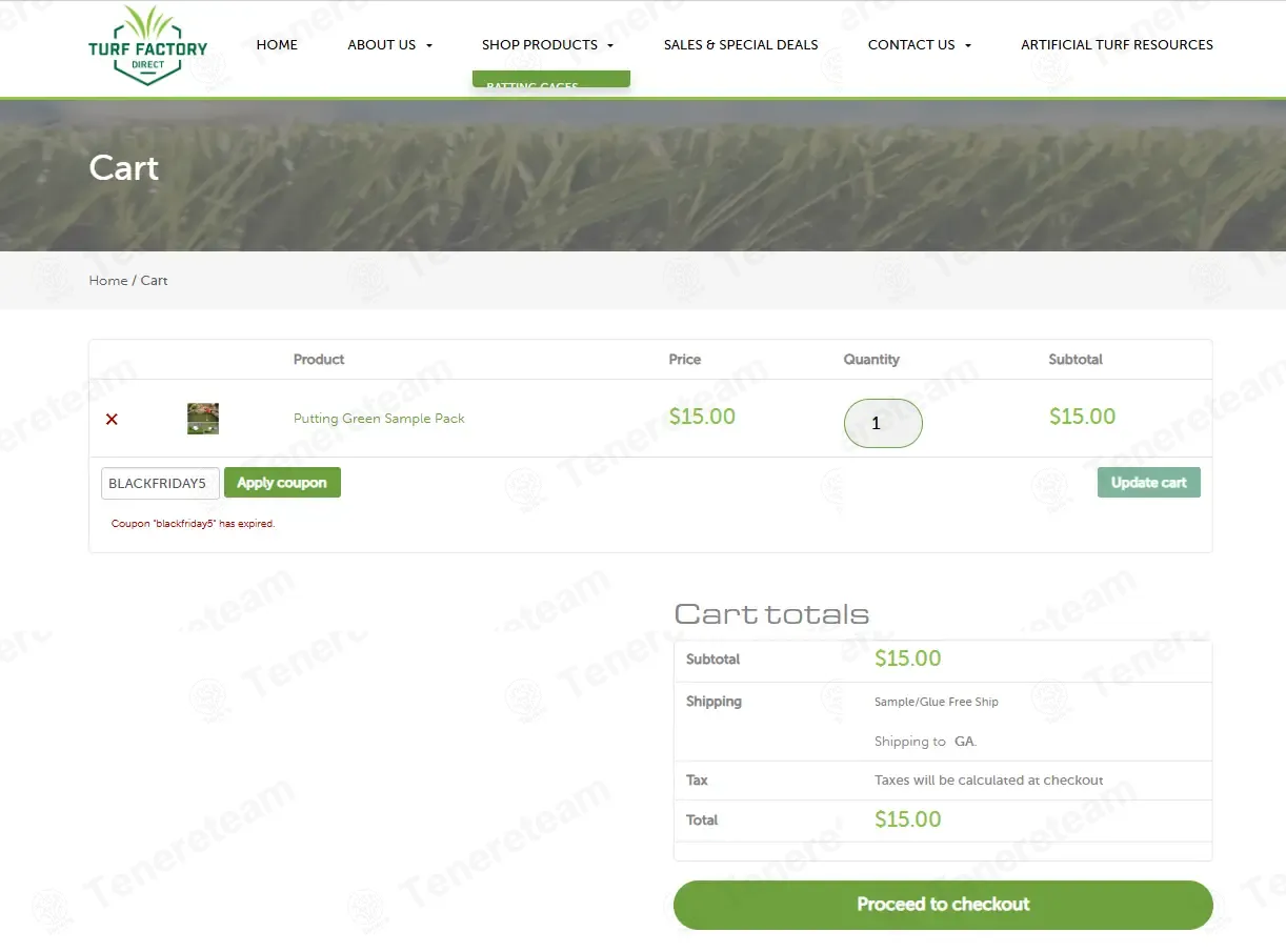 Turf Factory Direct coupon code: 5% off with BLACKFRIDAY5. Tested and valid as 3 months ago.
