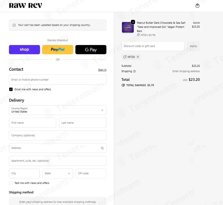 Raw Rev coupon code: 20% off with INT20. Tested and valid as 1 month ago.