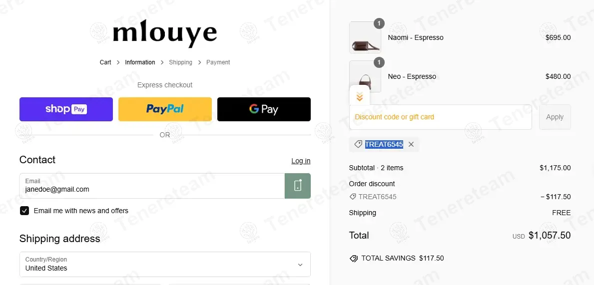 Mlouye coupon code: 10% off with TREAT6545. Tested and valid as 1 year ago.