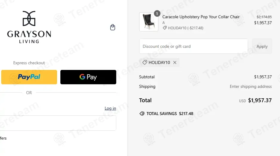 Grayson Living coupon code: 10% off with HOLIDAY10. Tested and valid as 1 year ago.