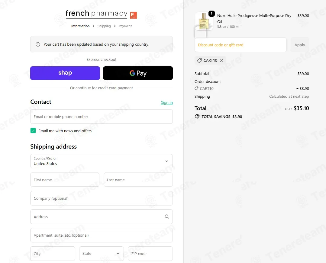 French Pharmacy coupon code: 10% off with CART10. Tested and valid as 6 months ago.