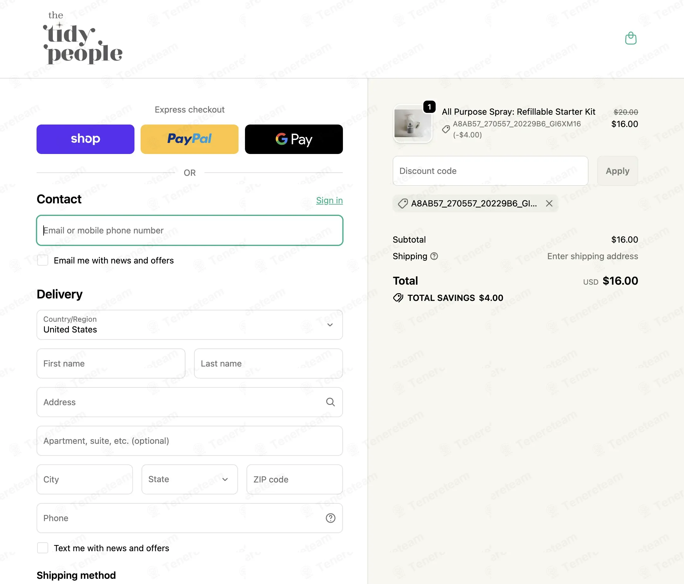 The Tidy People apply coupon code