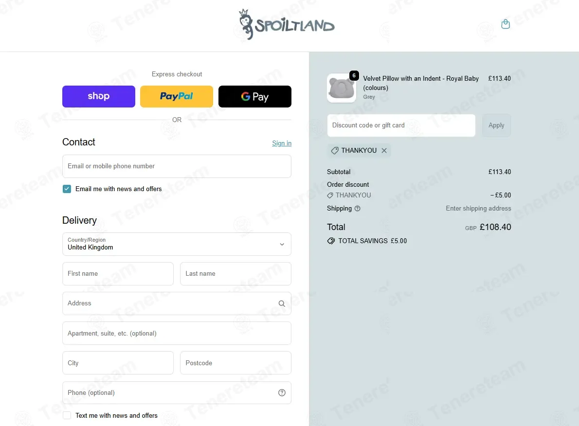 Spoiltland coupon code: £5 off with THANKYOU. Tested and valid as 7 months ago.
