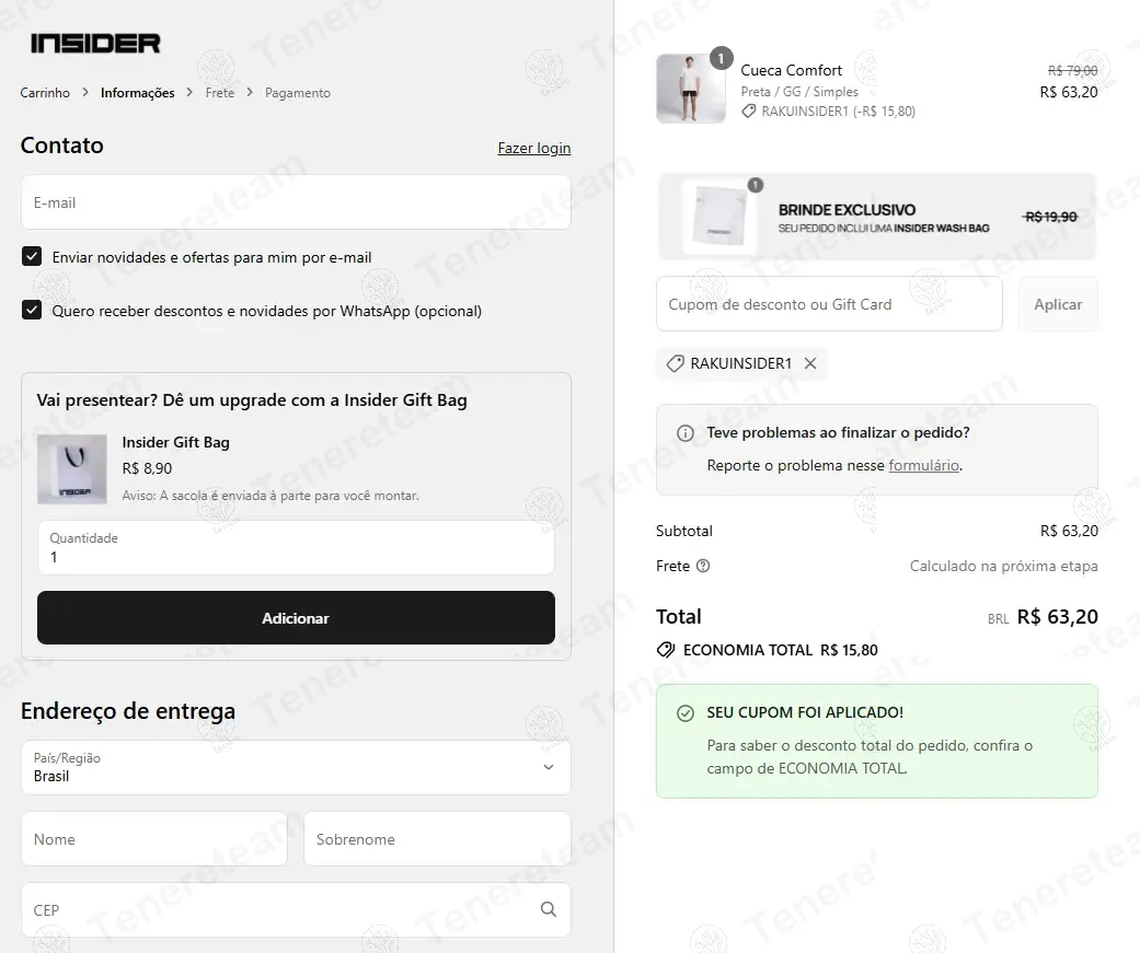 Insider Store BR coupon code: 20% off with RAKUINSIDER1. Tested and valid as 9 months ago.