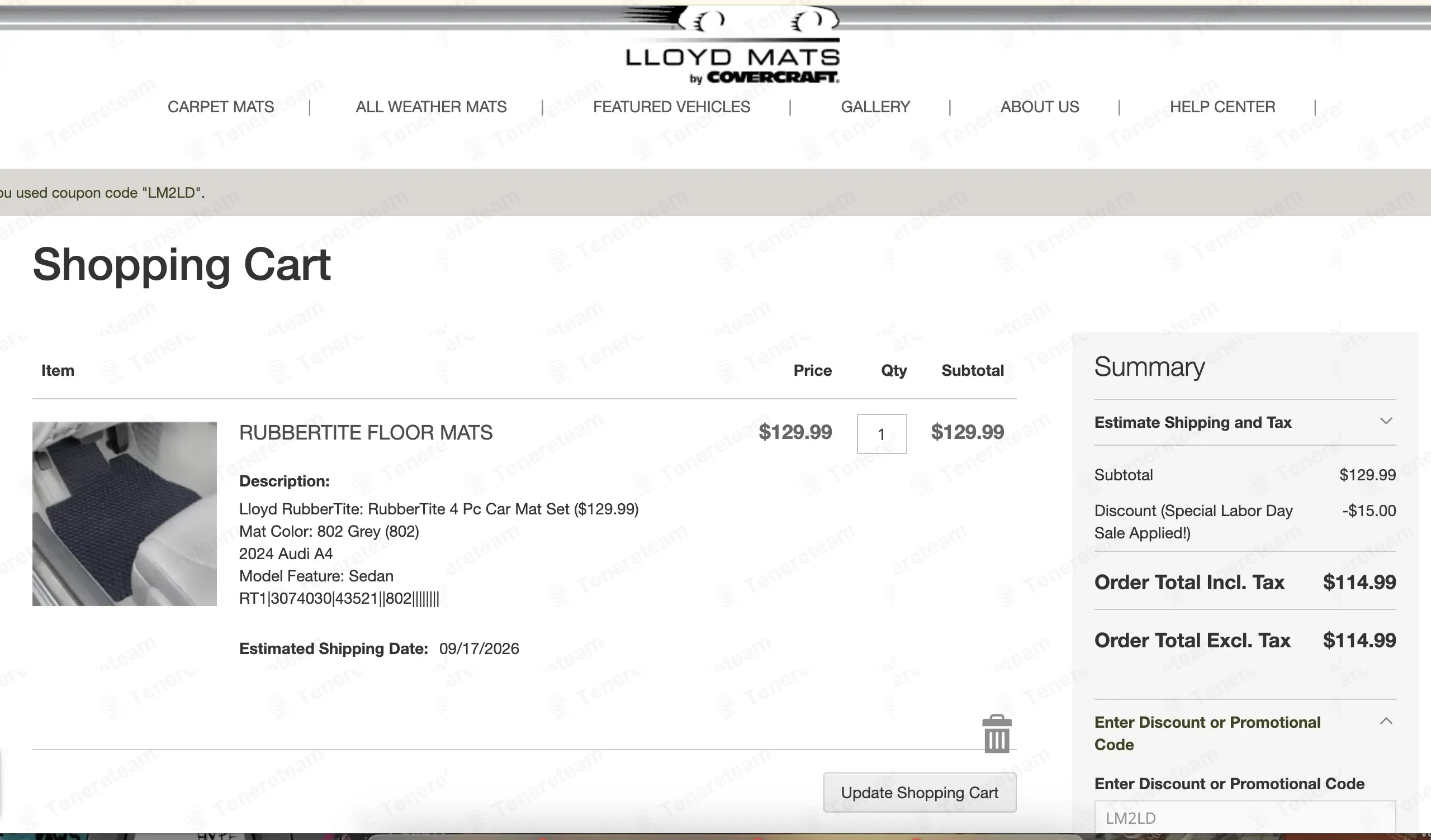 Lloyd Mats coupon code verified as working at checkout