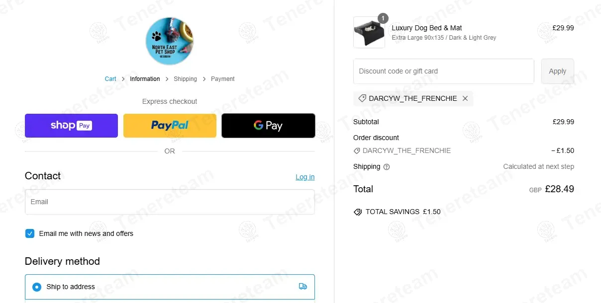 North East Pet Shop coupon code: 5% off with DARCYW_THE_FRENCHIE. Tested and valid as 1 year ago.
