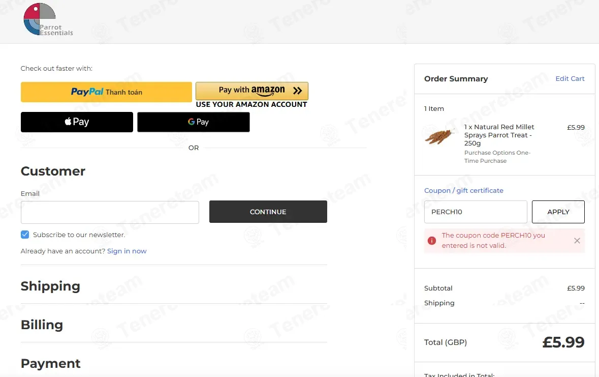 Parrot Essentials UK coupon code: 10% off with PERCH10. Tested and valid as 6 months ago.