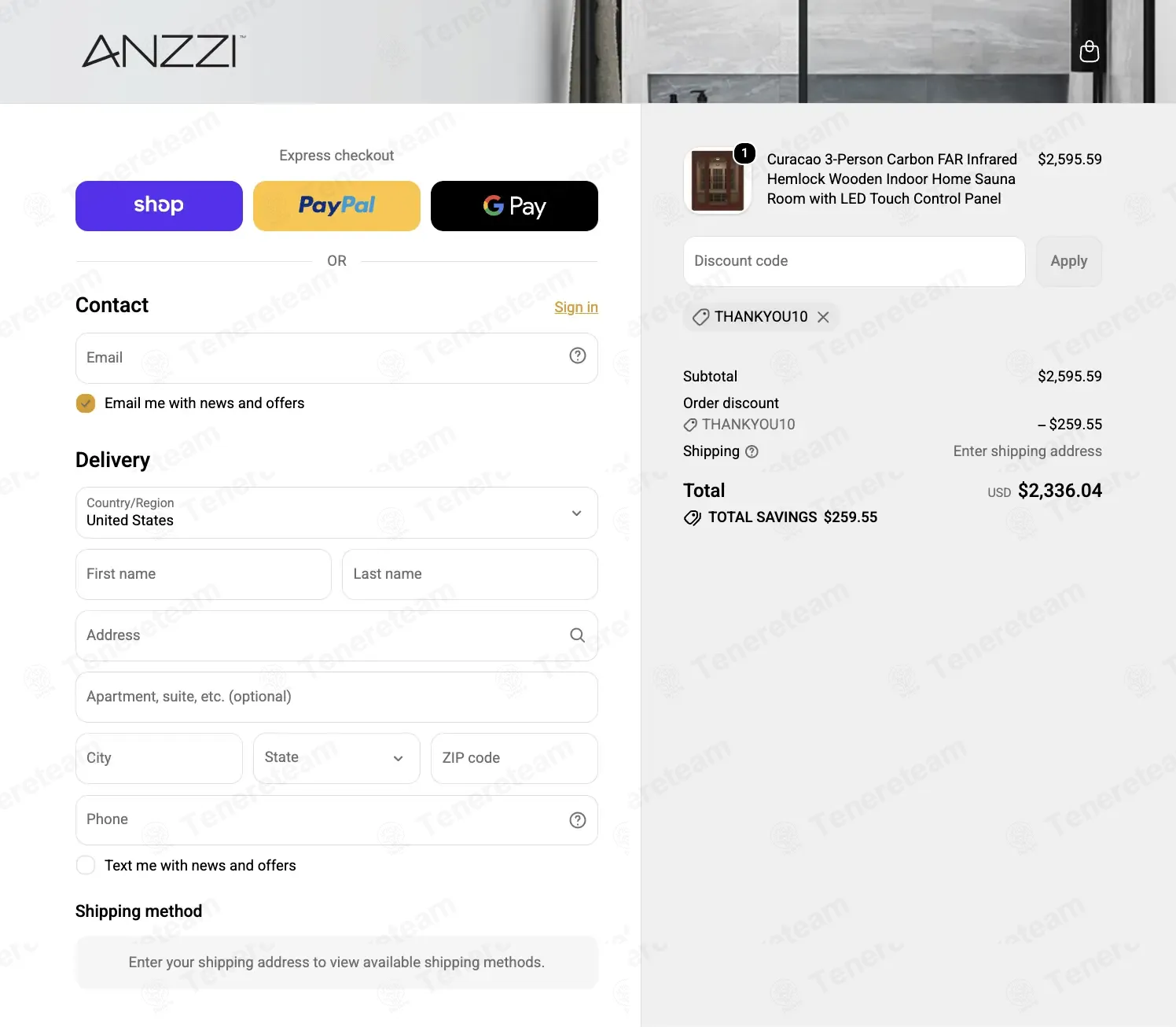 ANZZI coupon code re-checked and confirmed working at checkout